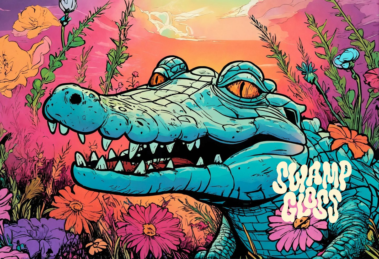 Swamp gloss, alligator,