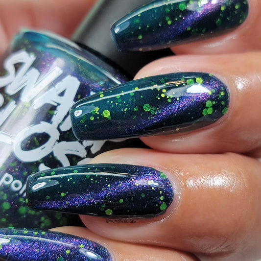 indie polish, swamp gloss, magnetic, multichrome, green, purple, blue