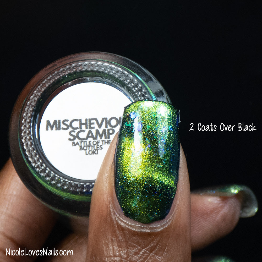 indie polish, swamp gloss, multichrome, gold, green, blue, flakies