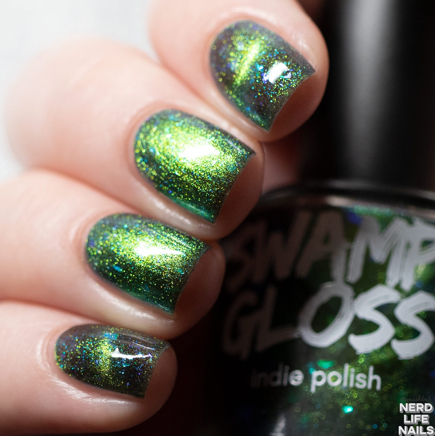 indie polish, swamp gloss, multichrome, gold, green, blue, flakies